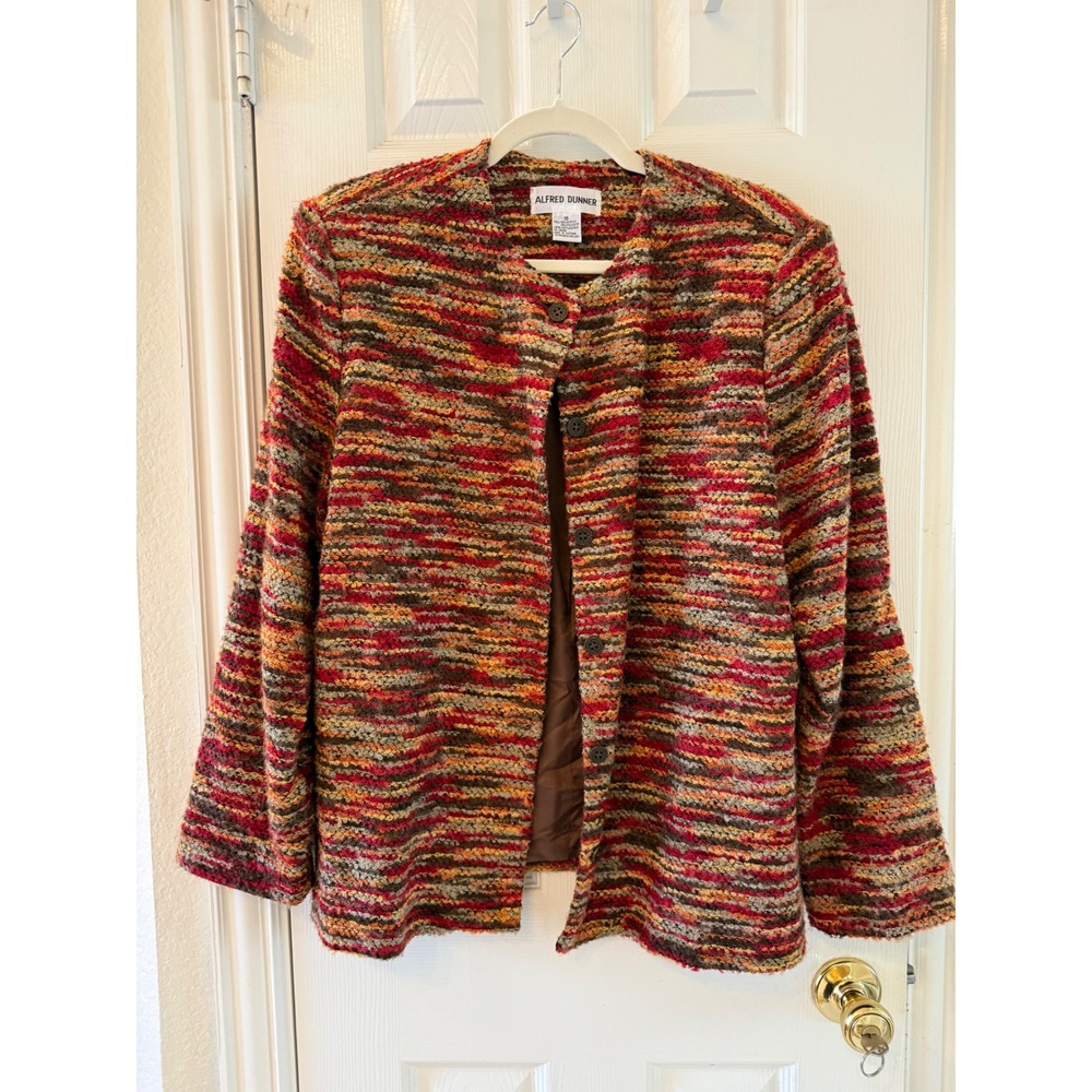 Alfred Dunner Multicolor Knit Button Front Jacket Women's Size 16